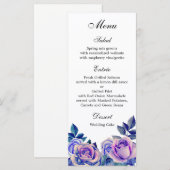 Paarse rozen huwelijksdiner menu Bloemenmenu feest (Voorkant / Achterkant)