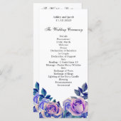 Paarse rozen huwelijksprogramma. Bloemenceremonie Programmakaart (Voorkant / Achterkant)