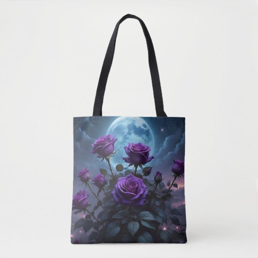 Paarse Rozen in het Maanlicht Tote Bag (Voorkant)