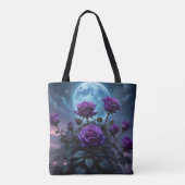 Paarse Rozen in het Maanlicht Tote Bag (Achterkant)