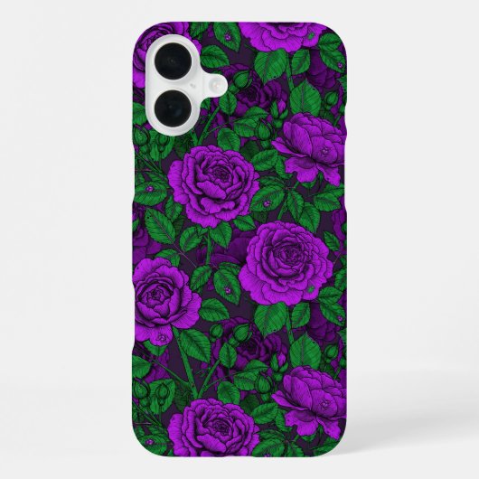 Paarse rozen iPhone hoesje (Achterkant)