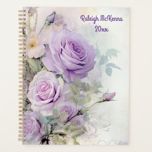 Paarse Rozen Junk Journal Illustration Classic Planner (Voorkant)