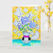 Paarse Rozen Kaart (Gele Bloem)