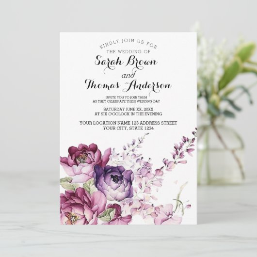 Paarse Rozen Kaart (Staand voorkant)