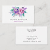 Paarse rozen kaart. Bloemen. Waterverf bloemen Visitekaartje (Voorkant / Achterkant)