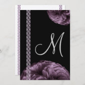 Paarse Rozen & Kanten Trouw Aankondigingen (Voorkant / Achterkant)