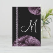 Paarse Rozen & Kantwerk Trouwkaart Kaart (Staand voorkant)