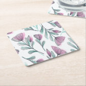 Paarse rozen kartonnen onderzetters (Schuin)