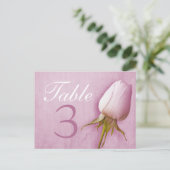 Paarse rozen knop trouwtafel nummer 1-9 briefkaart (Staand voorkant)