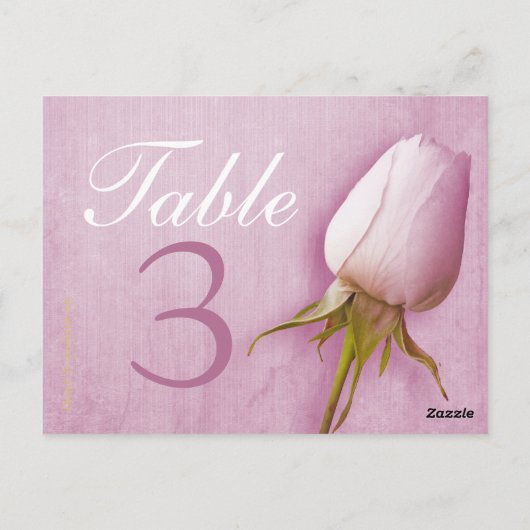 Paarse rozen knop trouwtafel nummer 1-9 briefkaart (Achterkant)