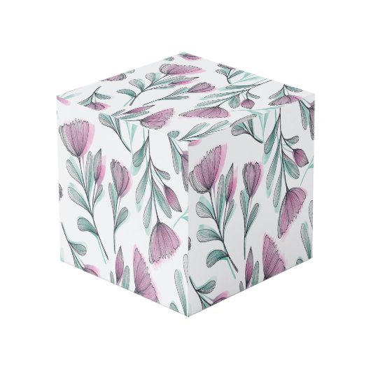 Paarse rozen kubus (Voorkant hoekig)