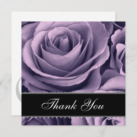 Paarse Rozen Lace Ribbon Weddenschap Hartelijk dan Bedankkaart (Voorkant / Achterkant)