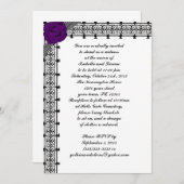 Paarse Rozen Lattice Gothic Wedding Invites Kaart (Voorkant / Achterkant)