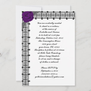 Paarse Rozen Lattice Gothic Wedding Invites Kaart