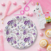 Paarse Rozen Lavendel Bloemisterij Tuinfeest Bruil Papieren Bordje (Feest)