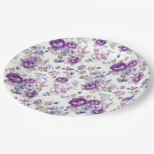 Paarse Rozen Lavendel Bloemisterij Tuinfeest Bruil Papieren Bordje (Gekanteld)