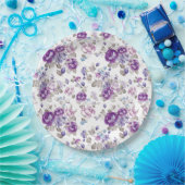 Paarse Rozen Lavendel Bloemrijke Tuinfeest Bruilof Papieren Bordje (Feest)