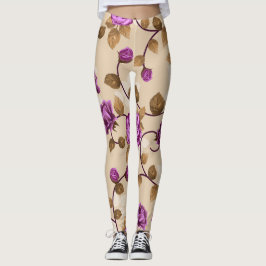Paarse Rozen Leggings
