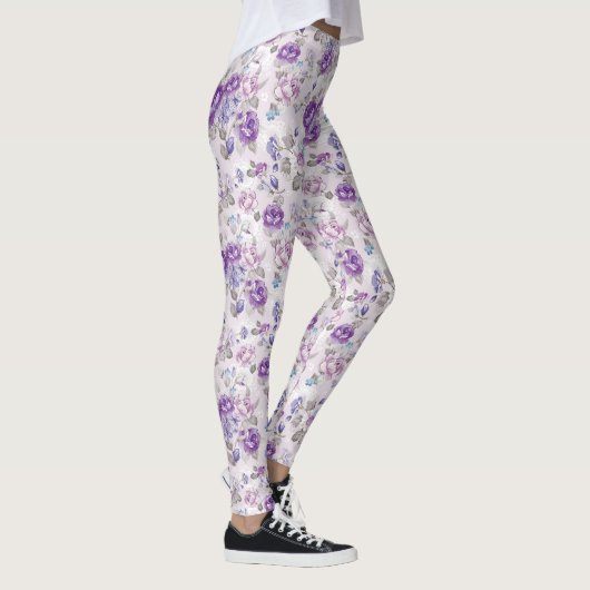 Paarse Rozen Leggings (Rechts)