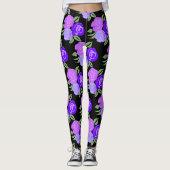 Paarse Rozen Leggings (Voorkant)