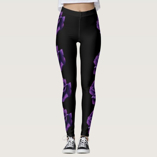 Paarse rozen leggings (Voorkant)