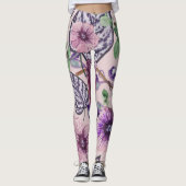 Paarse Rozen Leggings (Voorkant)
