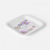 Paarse Rozen lint bruiloft Papieren Bordje (Gebogen)