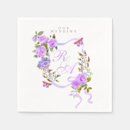 Paarse Rozen lint bruiloft Servet