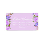 Paarse Rozen lint bruiloft uitnodiging label (Voorkant)