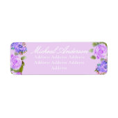 Paarse Rozen lint bruiloft uitnodiging label (Voorkant)