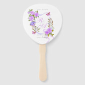 Paarse Rozen lint monogram bruiloft Handwaaier (Voorkant)