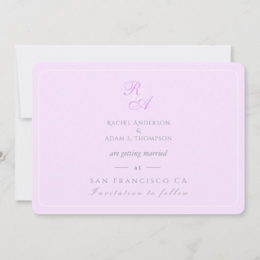 Paarse Rozen lint monogram foto bruiloft Save The Date (Achterkant)