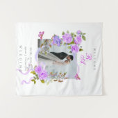 Paarse Rozen lint monogram foto bruiloft Wandkleed (Voorkant (horizontaal))