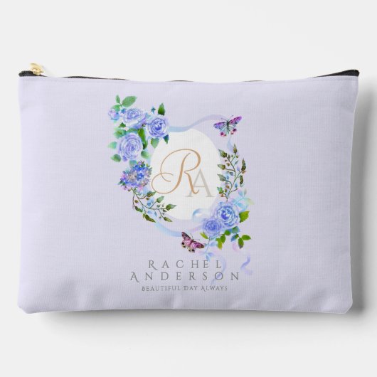 Paarse Rozen lint Monogram Print Cut Naaizak Etui (Voorkant)