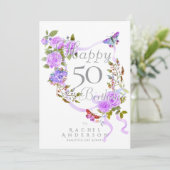 Paarse Rozen lint Verjaardag Feestdagenkaart (Staand voorkant)