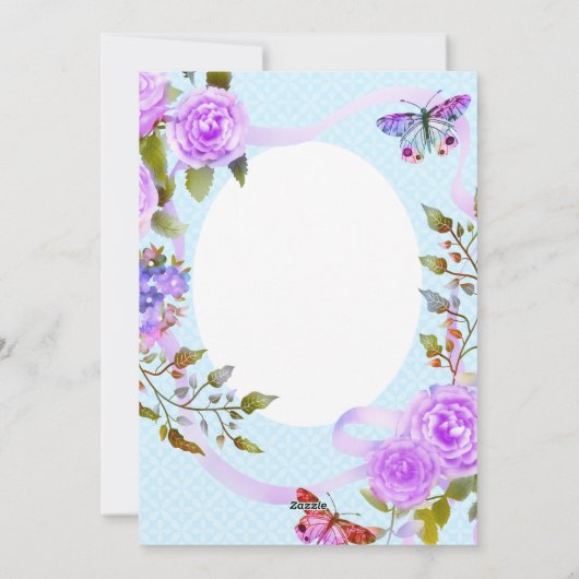 Paarse Rozen lint Verjaardag Feestdagenkaart (Achterkant)