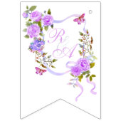 Paarse-Rozen lintmonogram Vlaggetjes (Eerste vlag)