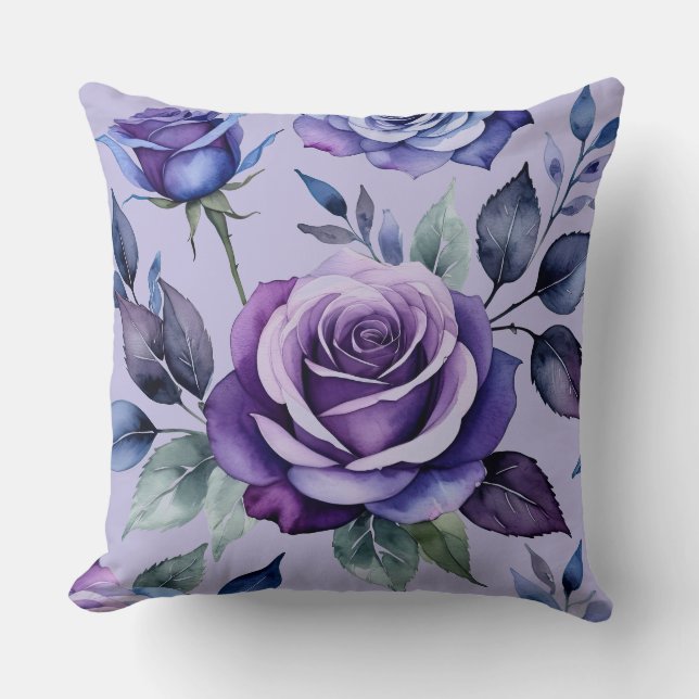 Paarse Rozen met blauw Kussen (Voorkant)