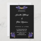 Paarse Rozen met een gouden moth Gothic Wedding Kaart (Voorkant)