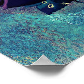 Paarse rozen met vogel op een zilveren boom poster (Hoek)