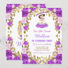 Paarse Rozen Mexicaanse Floral Girl Fiesta Birthda