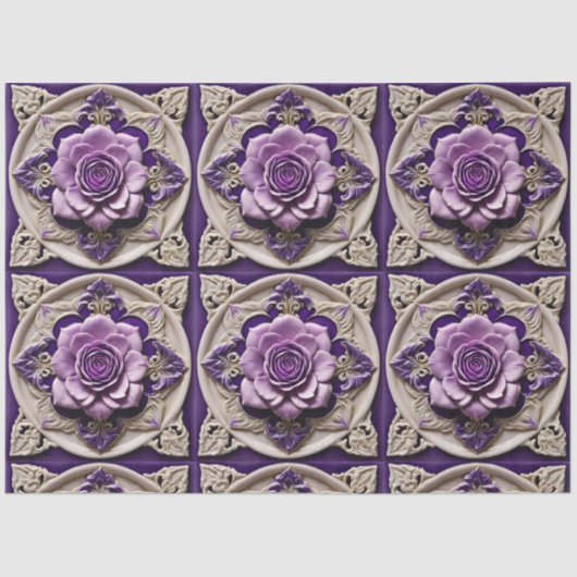 Paarse Rozen Modern Mooi Collectie Tissuepapier (Voorkant)