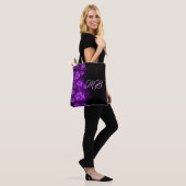 Paarse rozen, monogrammen tote bag (Op model)