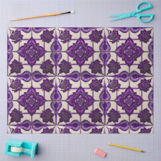 Paarse Rozen Mooi Modern Collectie Tissuepapier (Craft)