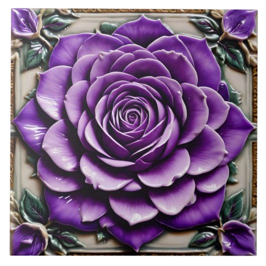 Paarse Rozen Mooi Trendy Collectie Tegeltje (Voorkant)