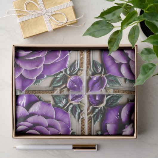 Paarse Rozen Mooi Trendy Collectie Tissuepapier (Geschenk)