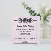 Paarse Rozen & Moons Fantasy verjaardagsuitnodigin Kaart (Staand voorkant)