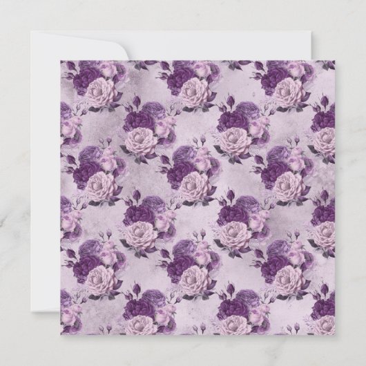 Paarse Rozen & Moons Fantasy verjaardagsuitnodigin Kaart (Achterkant)