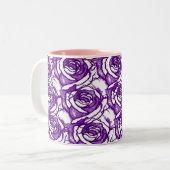 Paarse Rozen OntwerpMok Tweekleurige Koffiemok (Voorkant links)