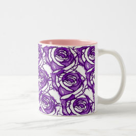 Paarse Rozen OntwerpMok Tweekleurige Koffiemok
